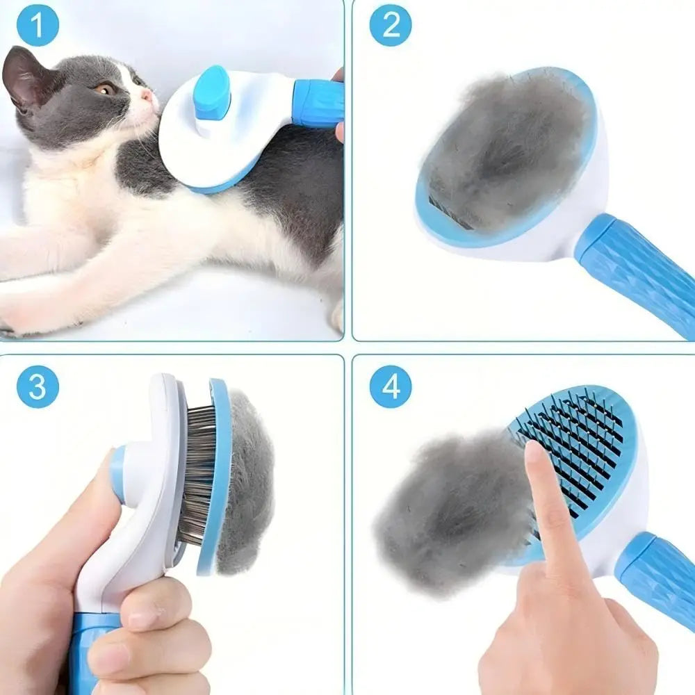 Brosse Autonettoyante pour Chien & Chat – Dêmêlage Facile en 1 Clic (Poils Courts & Longs)