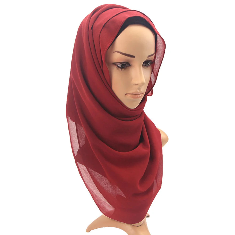 Foulard Hijab Chiffon Uni – 61 Couleurs au Choix