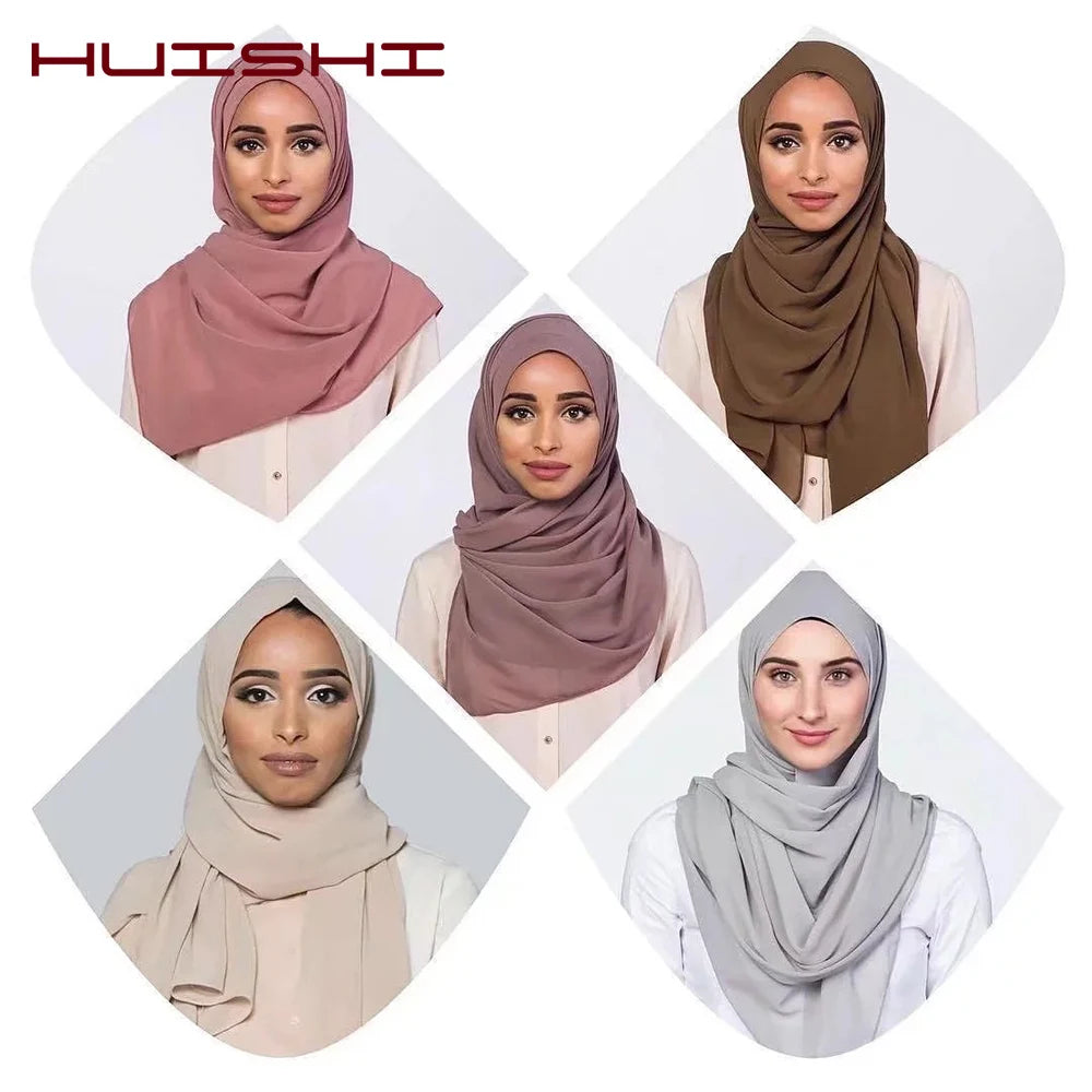Foulard Hijab Chiffon Uni – 61 Couleurs au Choix