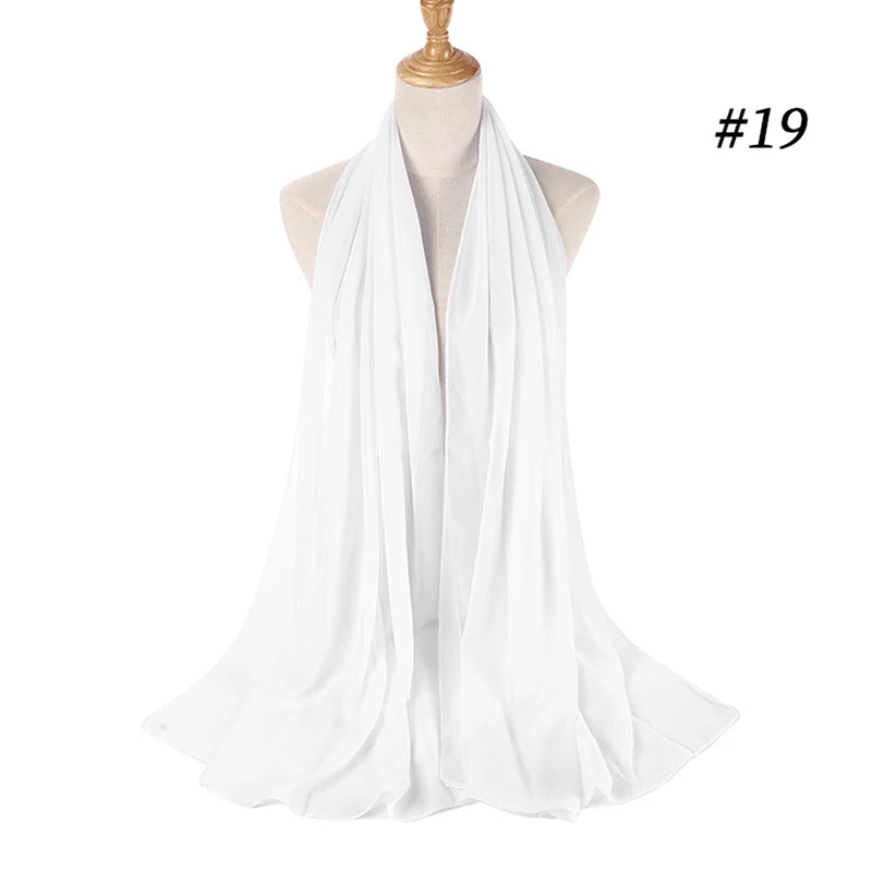 Foulard Hijab Chiffon Uni – 61 Couleurs au Choix