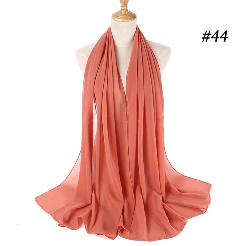 Foulard Hijab Chiffon Uni – 61 Couleurs au Choix