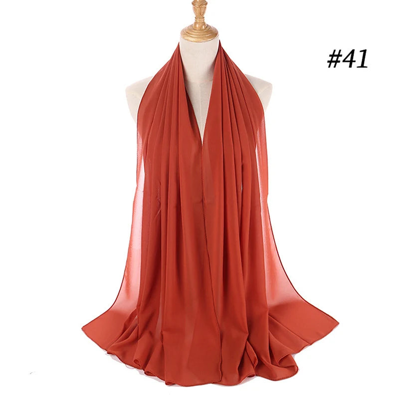 Foulard Hijab Chiffon Uni – 61 Couleurs au Choix