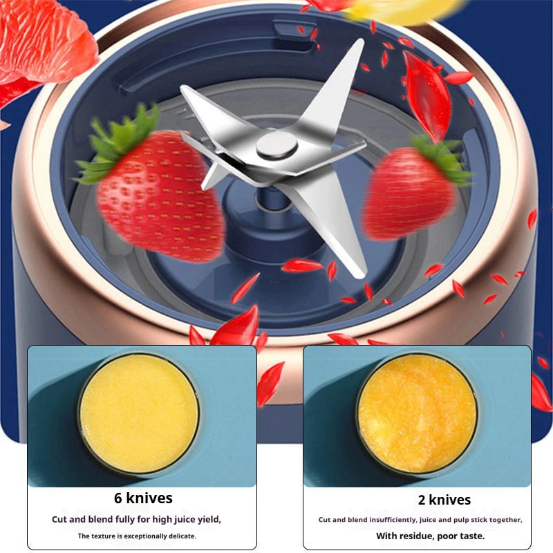 Blender Portable Électrique 400ml – 6 Lames, Smoothies & Jus Frais
