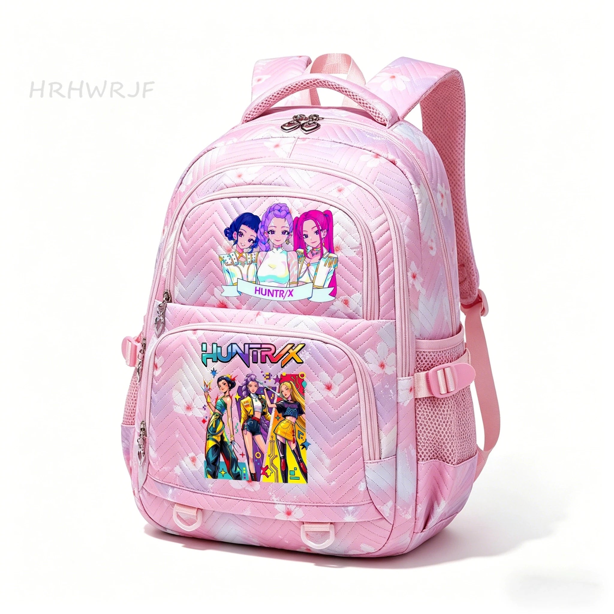 Sac à Dos K-pop Demon Hunters – Cartable Fille Fleurs Imprimées Style YK2