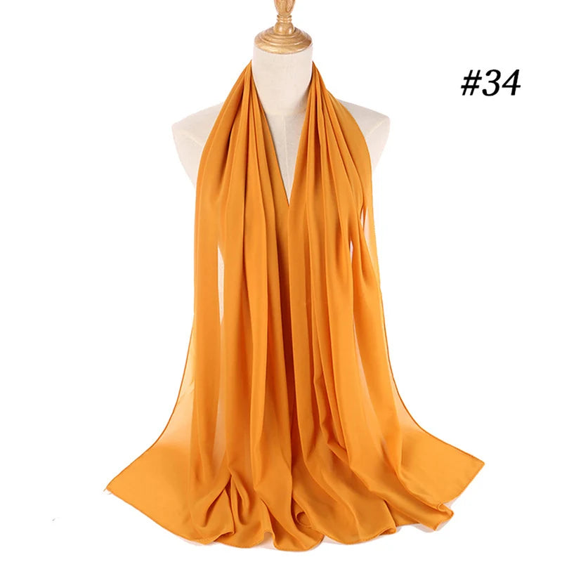 Foulard Hijab Chiffon Uni – 61 Couleurs au Choix