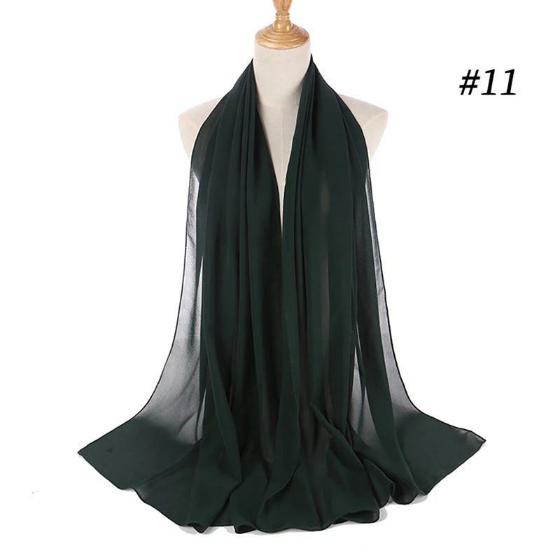 Foulard Hijab Chiffon Uni – 61 Couleurs au Choix