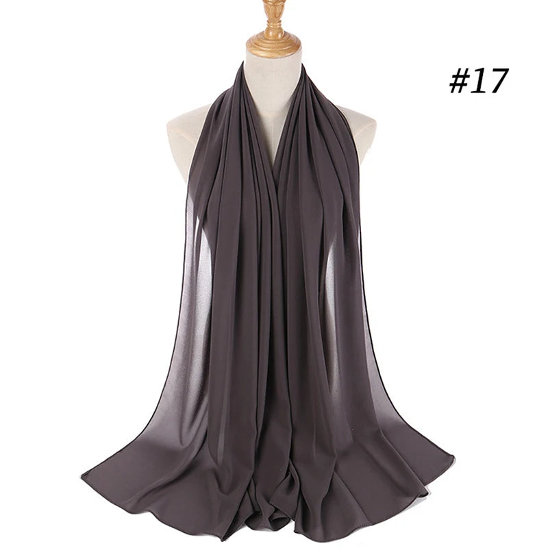 Foulard Hijab Chiffon Uni – 61 Couleurs au Choix