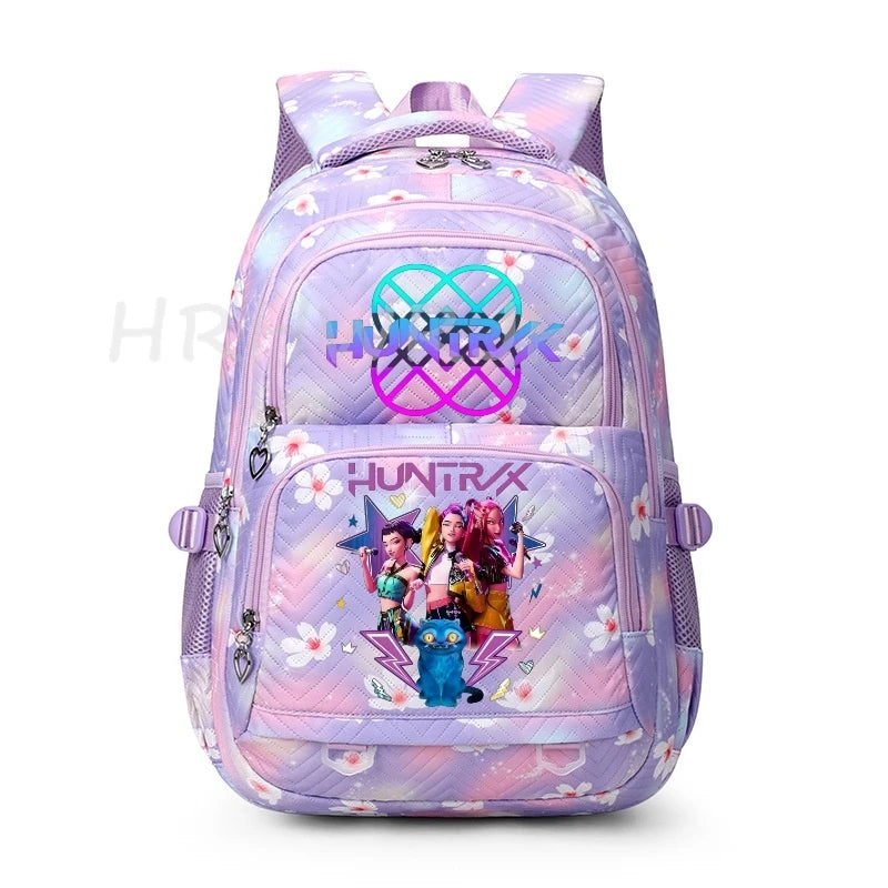 Sac à Dos K-pop Demon Hunters – Cartable Fille Fleurs Imprimées Style YK2