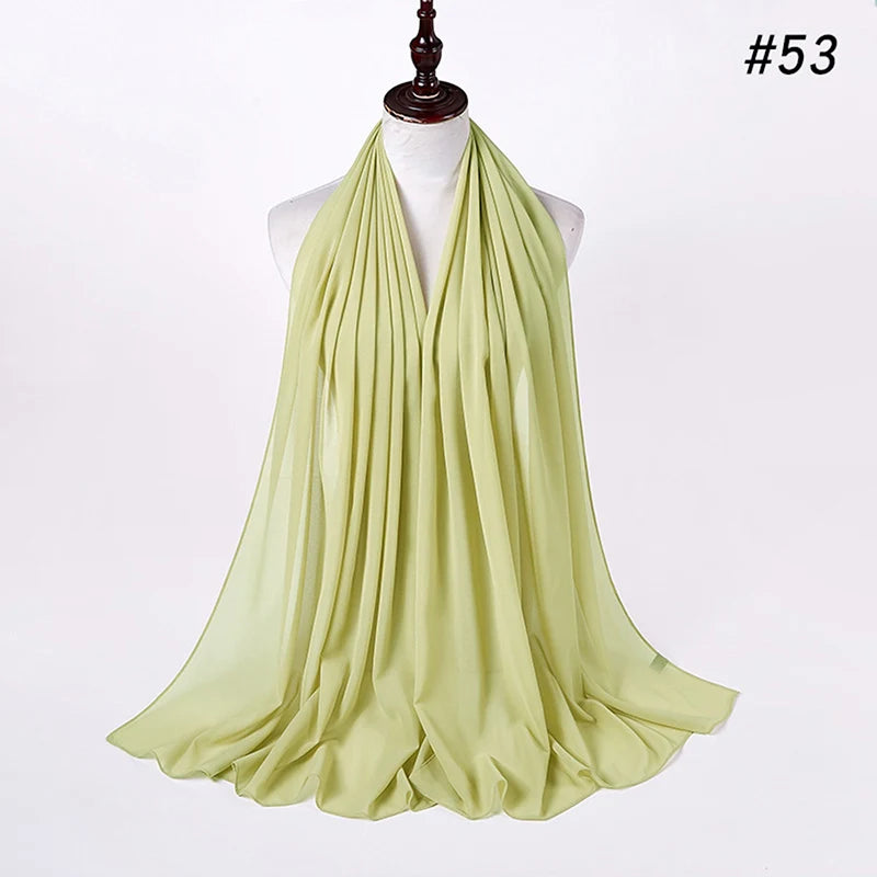 Foulard Hijab Chiffon Uni – 61 Couleurs au Choix