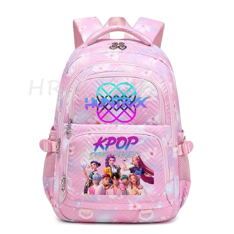 Sac à Dos K-pop Demon Hunters – Cartable Fille Fleurs Imprimées Style YK2