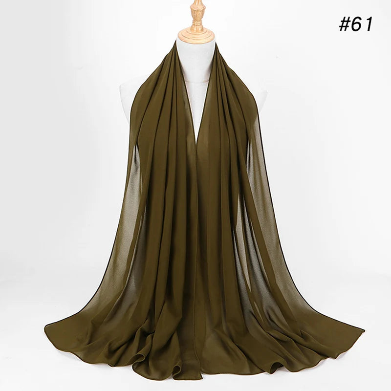 Foulard Hijab Chiffon Uni – 61 Couleurs au Choix