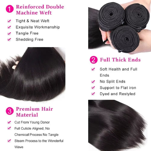 16A Straight Bundles Human Hair Brazilian 30 40 Inch Raw Virgin Unprocessed 3 4 5 Bundles Extensions Bone Straight Bundles Deals