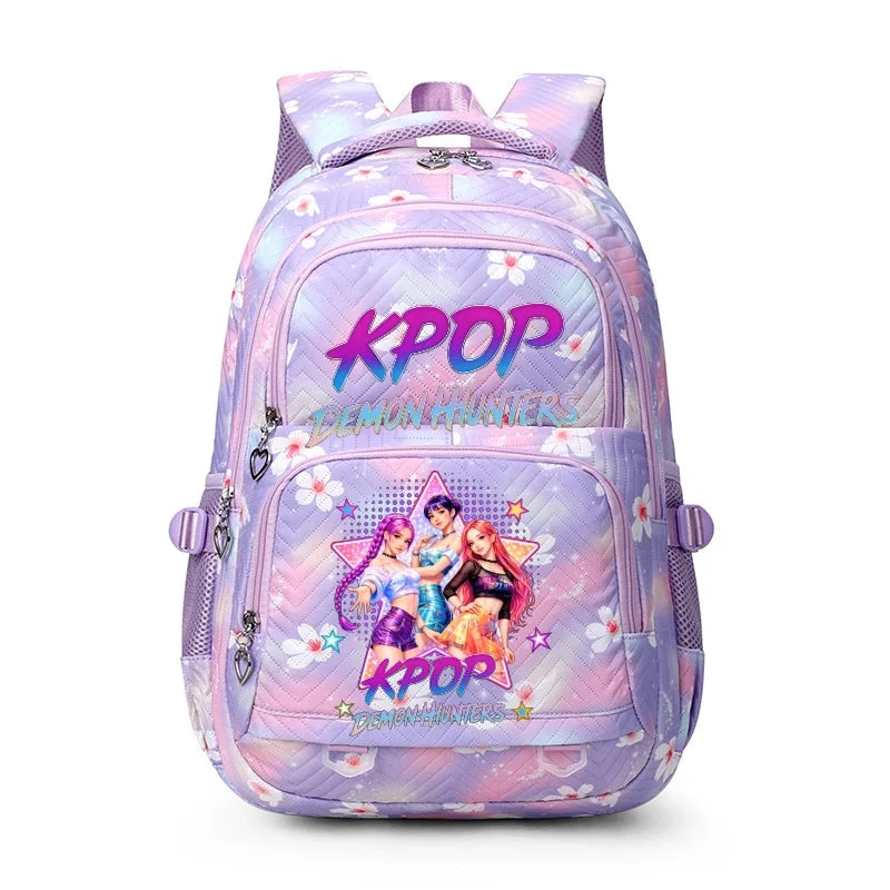 Sac à Dos K-pop Demon Hunters – Cartable Fille Fleurs Imprimées Style YK2