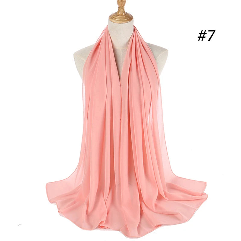 Foulard Hijab Chiffon Uni – 61 Couleurs au Choix