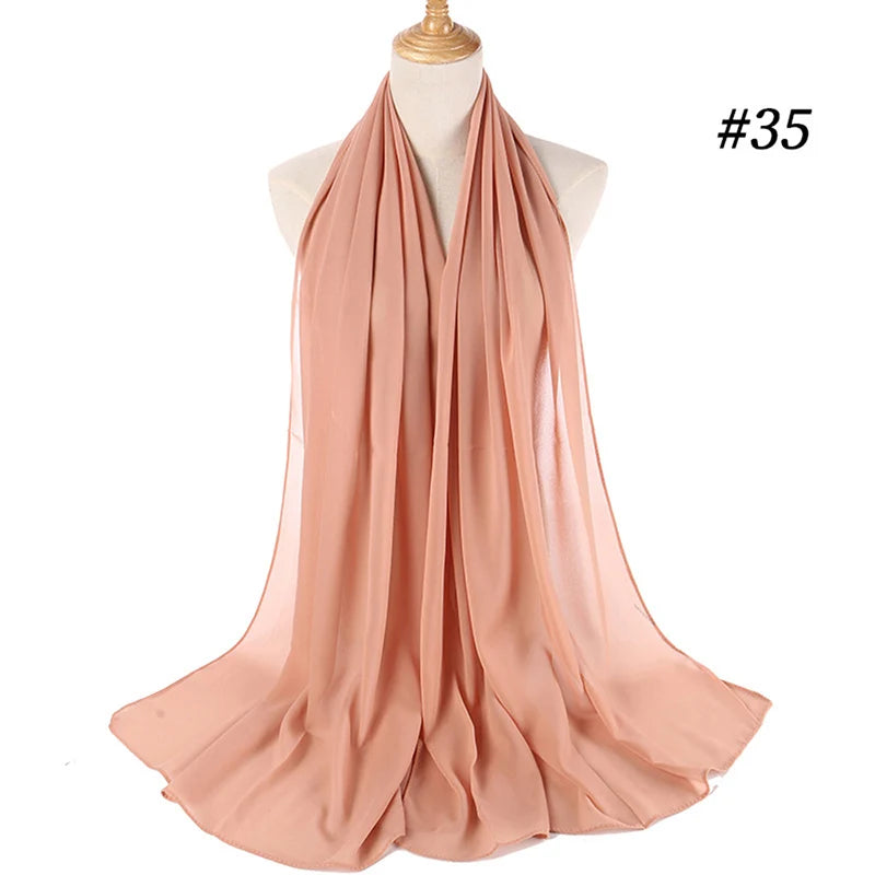 Foulard Hijab Chiffon Uni – 61 Couleurs au Choix