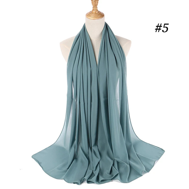 Foulard Hijab Chiffon Uni – 61 Couleurs au Choix