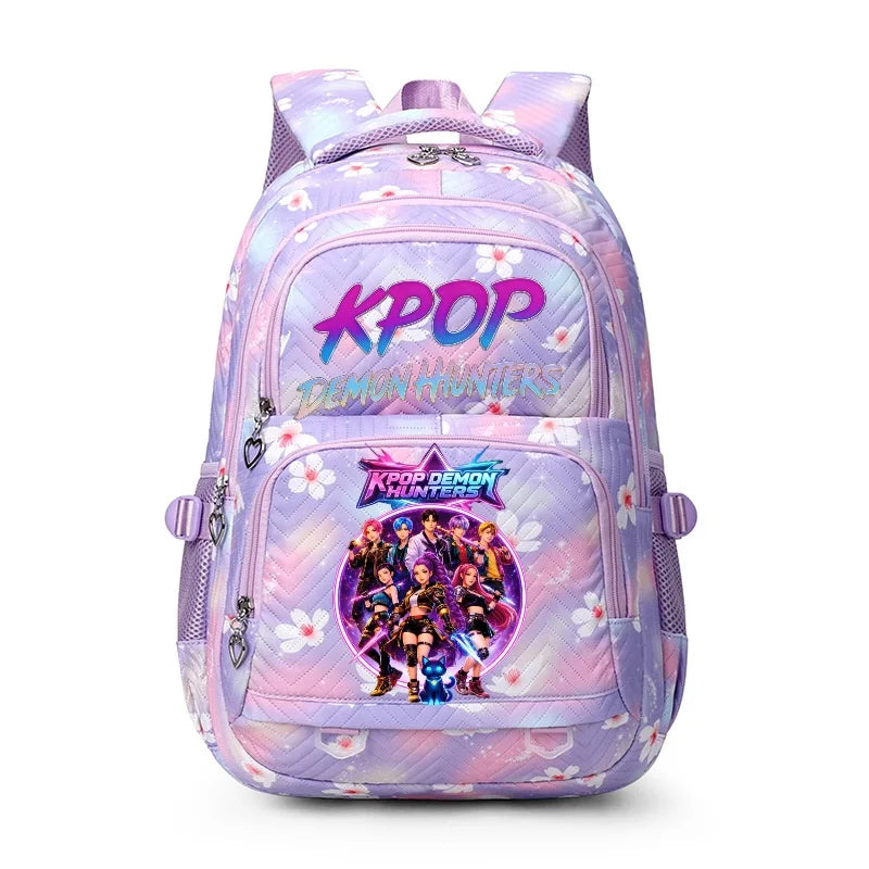 Sac à Dos K-pop Demon Hunters – Cartable Fille Fleurs Imprimées Style YK2
