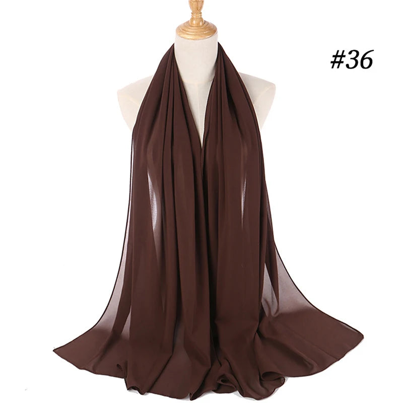 Foulard Hijab Chiffon Uni – 61 Couleurs au Choix