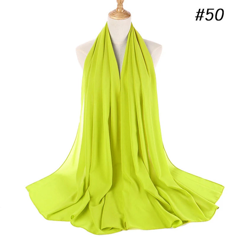 Foulard Hijab Chiffon Uni – 61 Couleurs au Choix