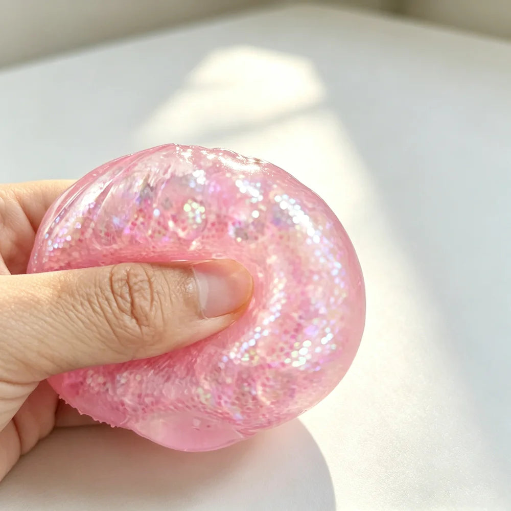 Jouet Squishy Baozi Anti-Stress – Balle Squeeze Sensorielle avec Paillettes