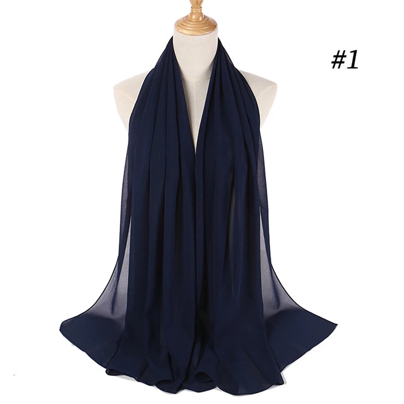 Foulard Hijab Chiffon Uni – 61 Couleurs au Choix