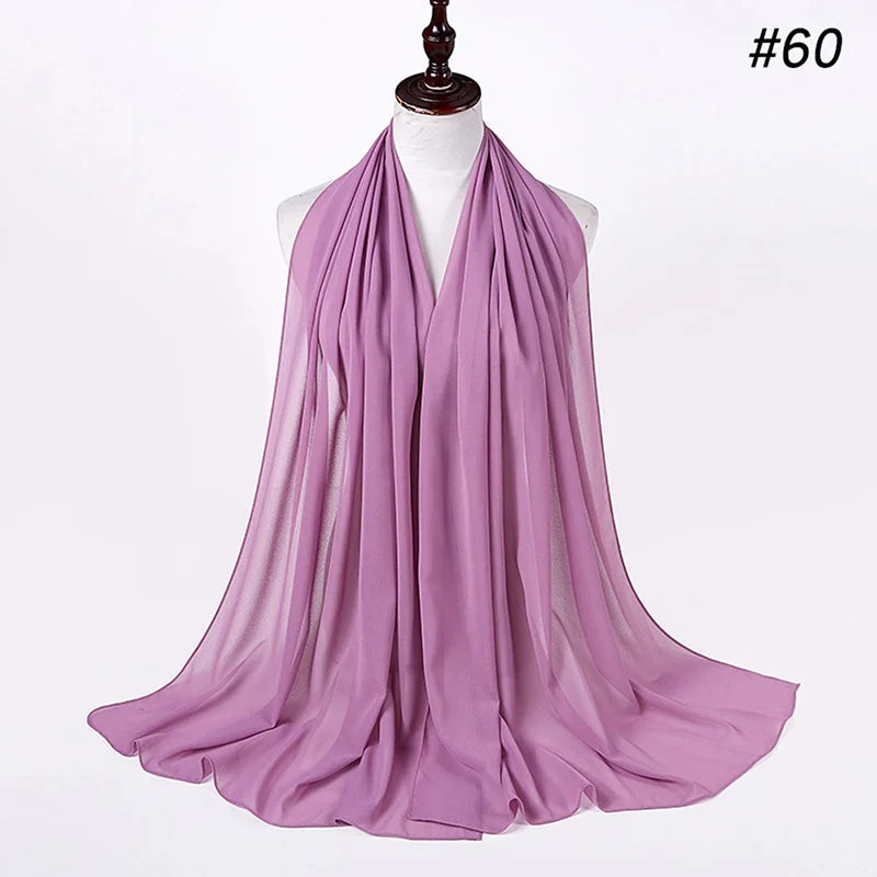 Foulard Hijab Chiffon Uni – 61 Couleurs au Choix