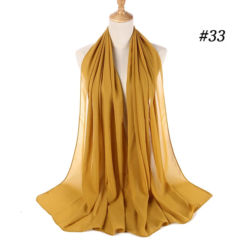 Foulard Hijab Chiffon Uni – 61 Couleurs au Choix