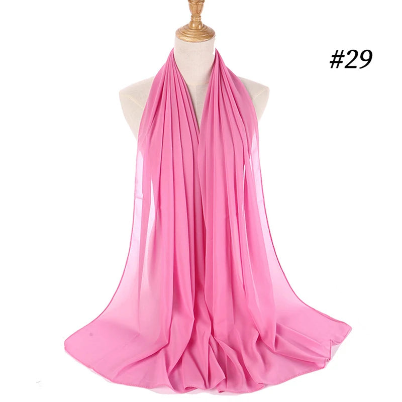 Foulard Hijab Chiffon Uni – 61 Couleurs au Choix