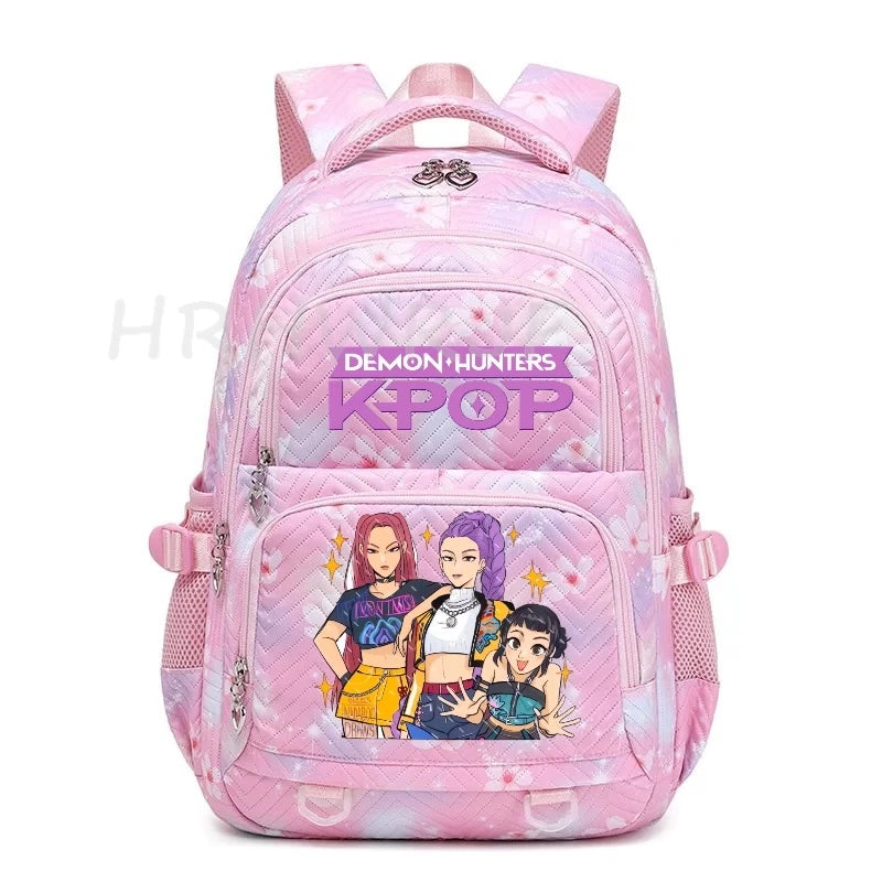 Sac à Dos K-pop Demon Hunters – Cartable Fille Fleurs Imprimées Style YK2