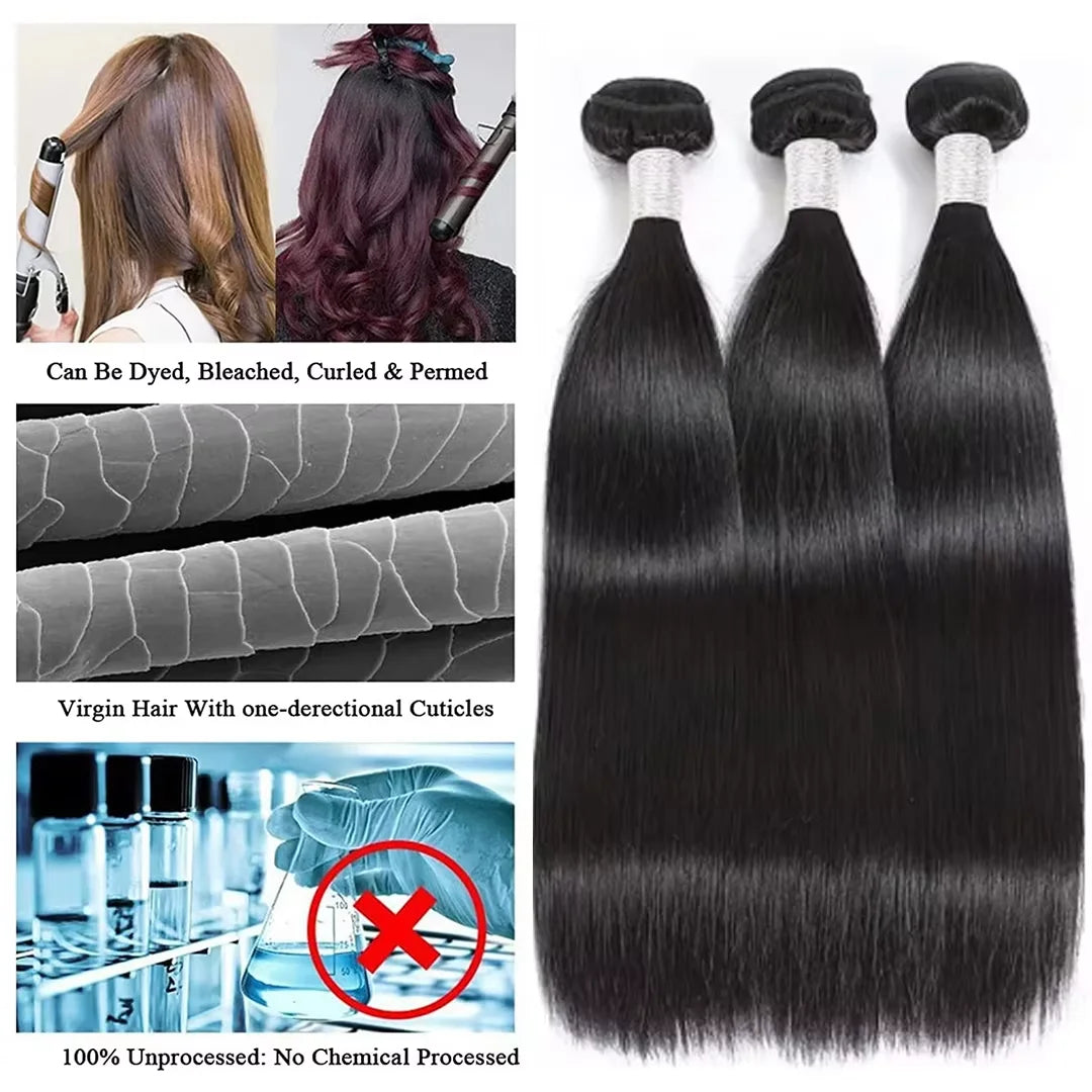 16A Straight Bundles Human Hair Brazilian 30 40 Inch Raw Virgin Unprocessed 3 4 5 Bundles Extensions Bone Straight Bundles Deals