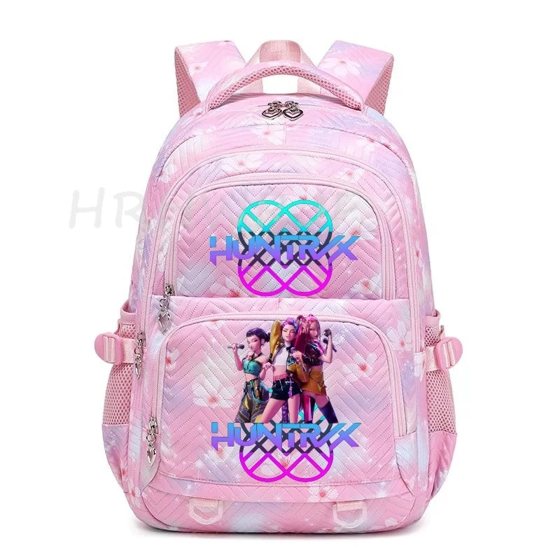 Sac à Dos K-pop Demon Hunters – Cartable Fille Fleurs Imprimées Style YK2