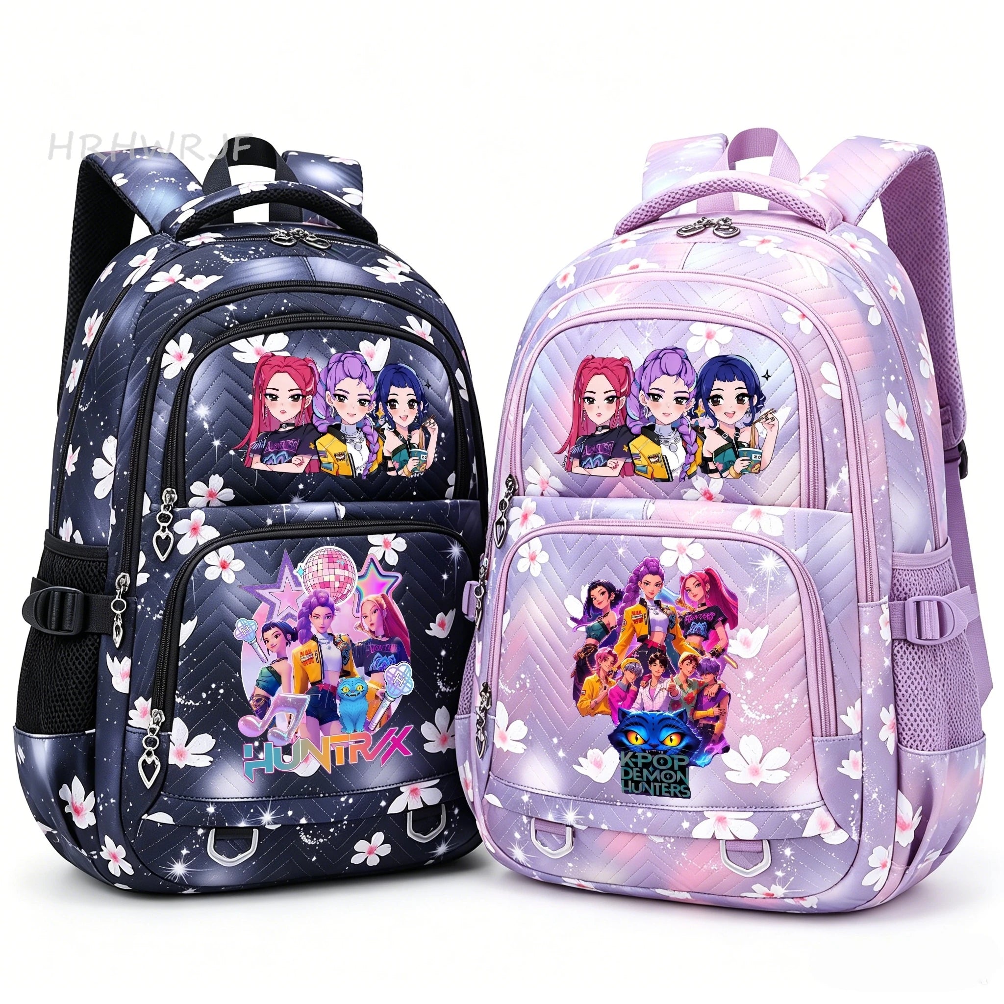 Sac à Dos K-pop Demon Hunters – Cartable Fille Fleurs Imprimées Style YK2