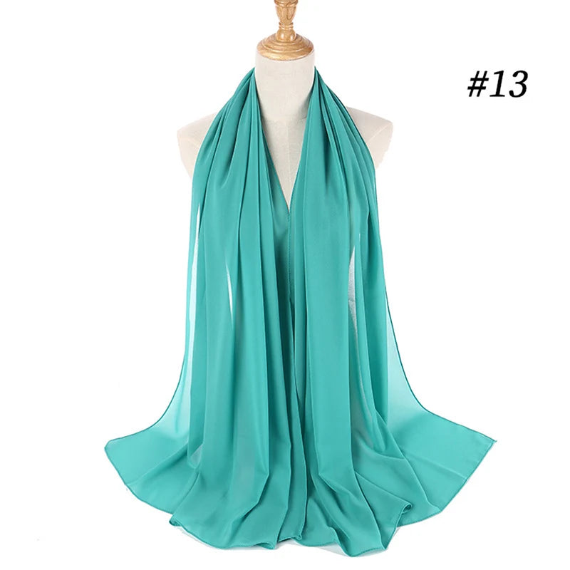 Foulard Hijab Chiffon Uni – 61 Couleurs au Choix