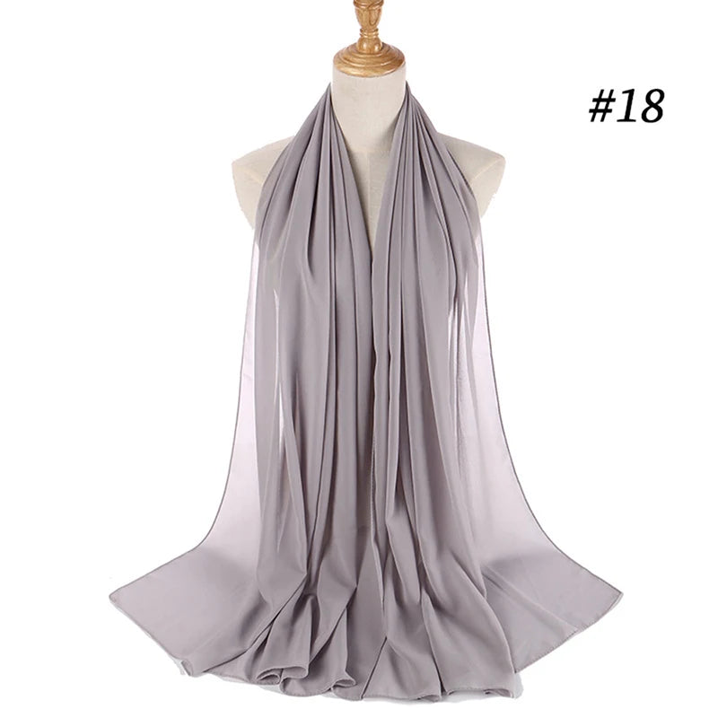 Foulard Hijab Chiffon Uni – 61 Couleurs au Choix