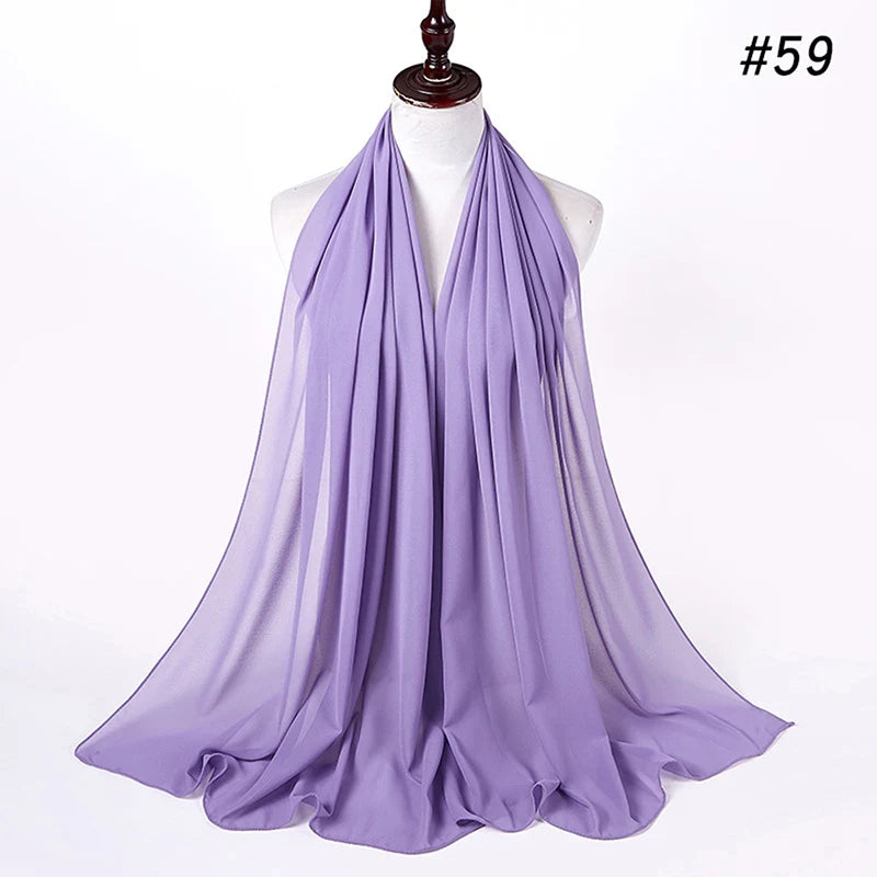 Foulard Hijab Chiffon Uni – 61 Couleurs au Choix