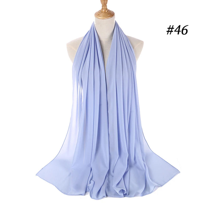 Foulard Hijab Chiffon Uni – 61 Couleurs au Choix