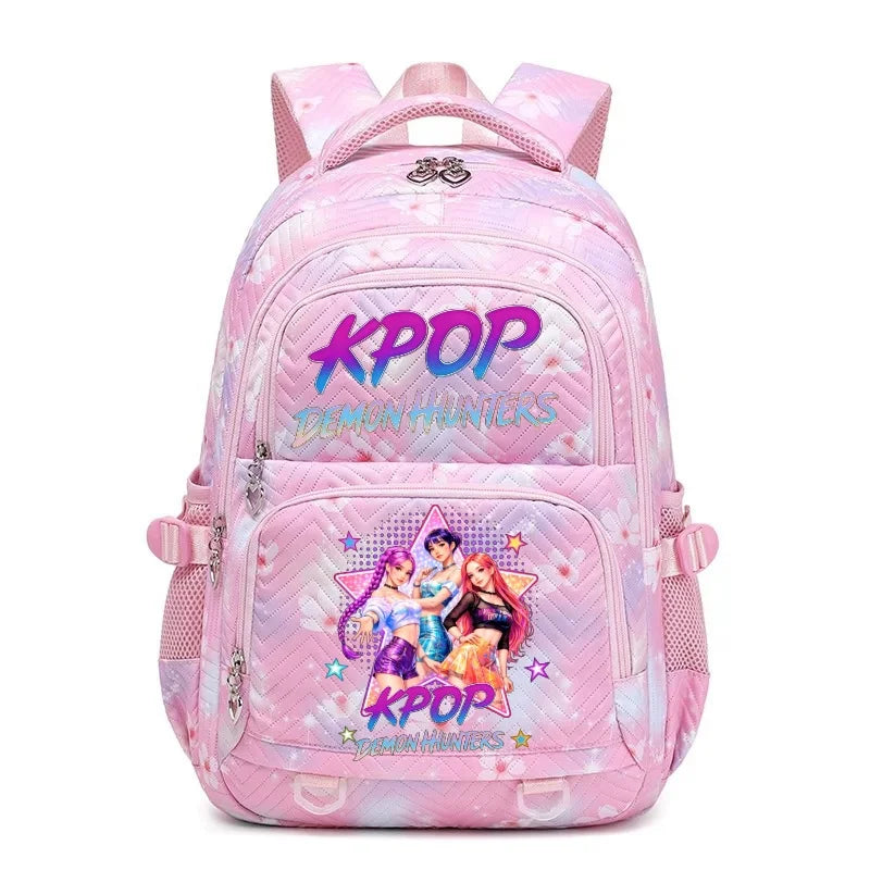Sac à Dos K-pop Demon Hunters – Cartable Fille Fleurs Imprimées Style YK2