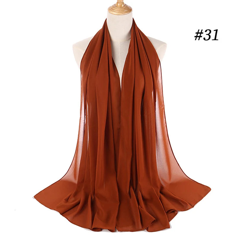 Foulard Hijab Chiffon Uni – 61 Couleurs au Choix
