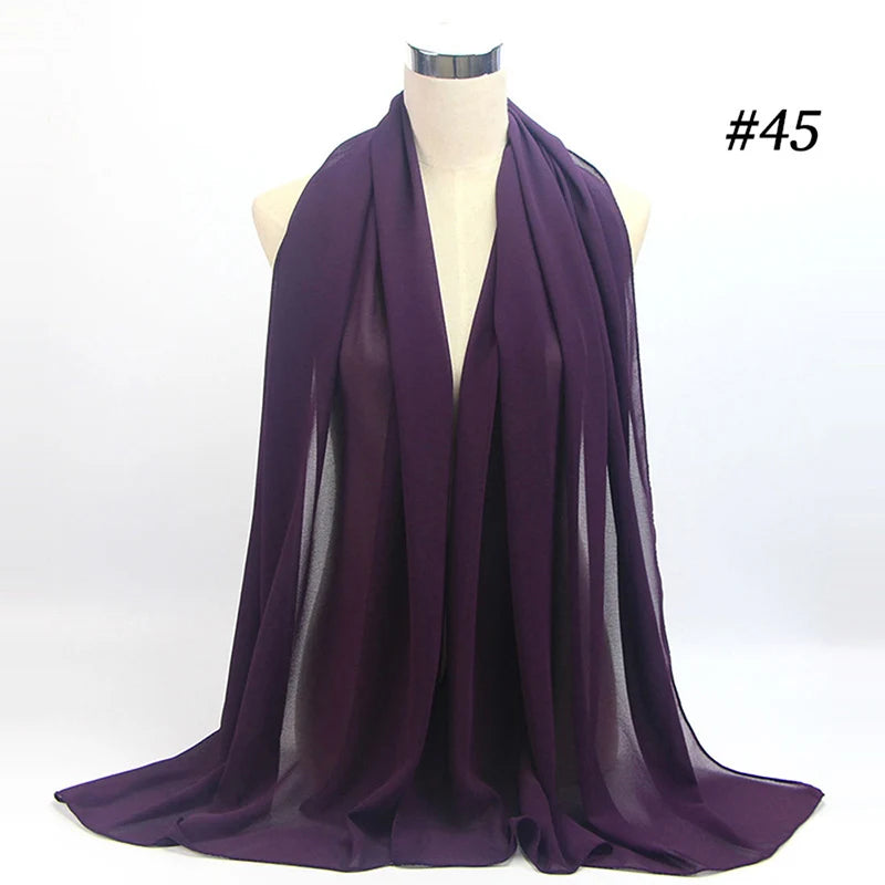 Foulard Hijab Chiffon Uni – 61 Couleurs au Choix
