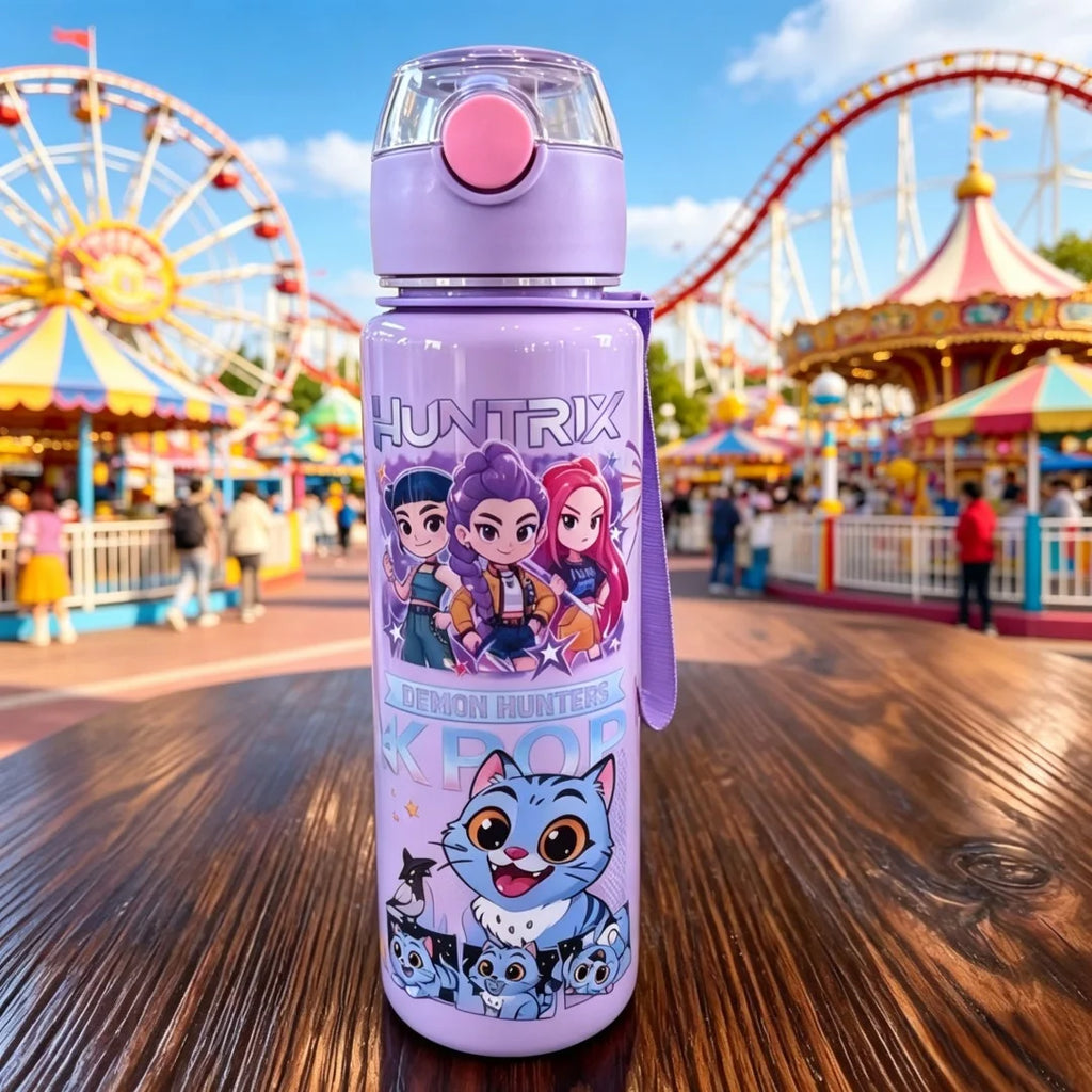 Gourde Cartoon avec Paille 700ml – Bouteille Anti-Fuite Portable pour Enfants