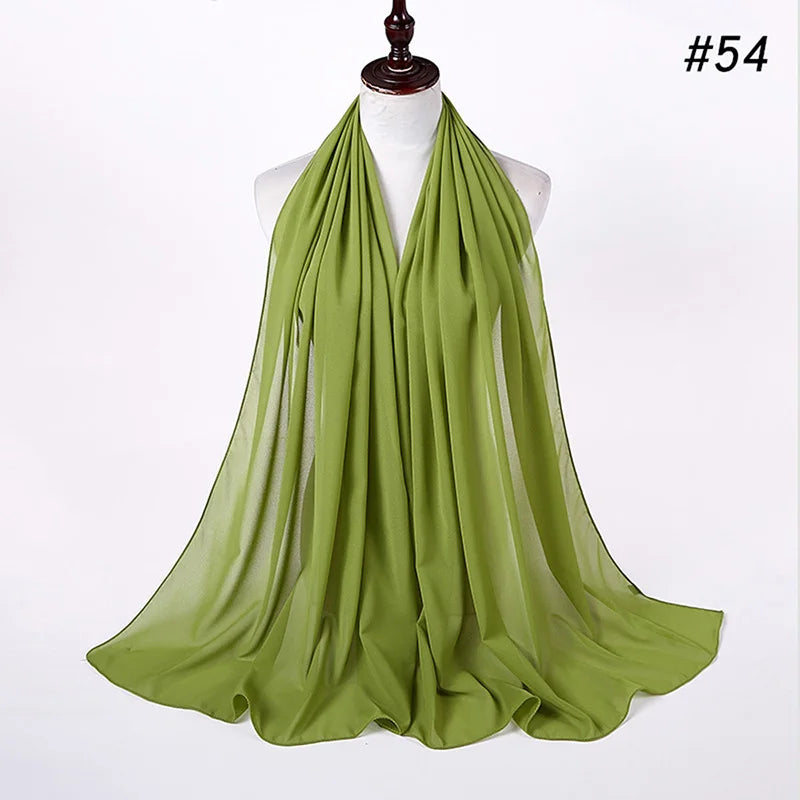 Foulard Hijab Chiffon Uni – 61 Couleurs au Choix