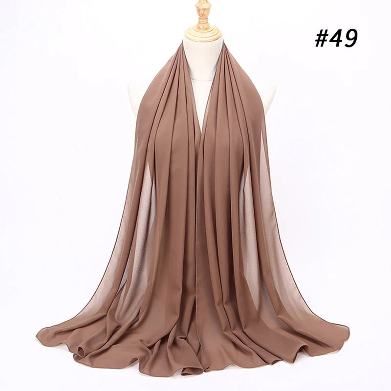 Foulard Hijab Chiffon Uni – 61 Couleurs au Choix