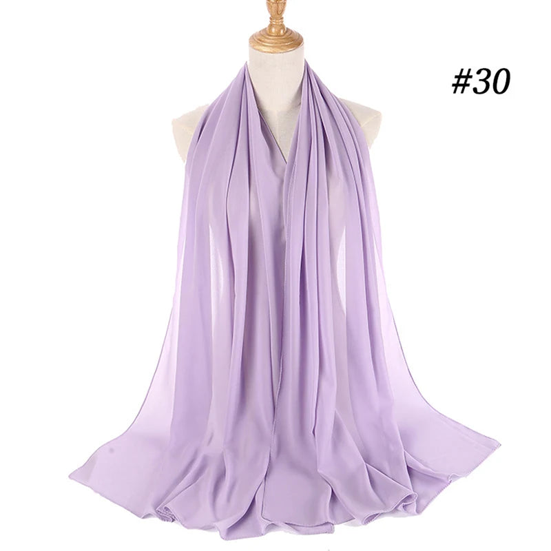 Foulard Hijab Chiffon Uni – 61 Couleurs au Choix
