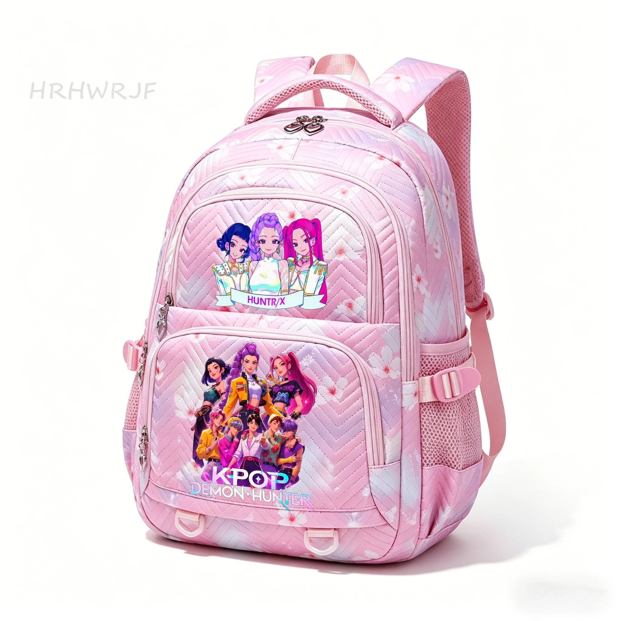 Sac à Dos K-pop Demon Hunters – Cartable Fille Fleurs Imprimées Style YK2