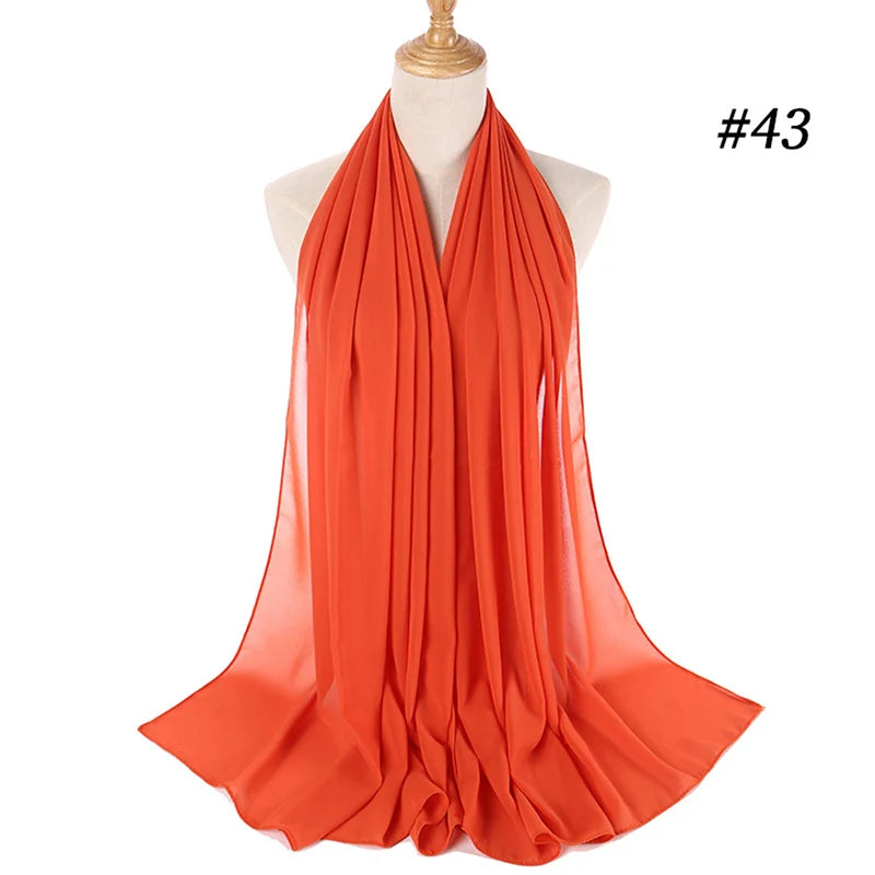 Foulard Hijab Chiffon Uni – 61 Couleurs au Choix
