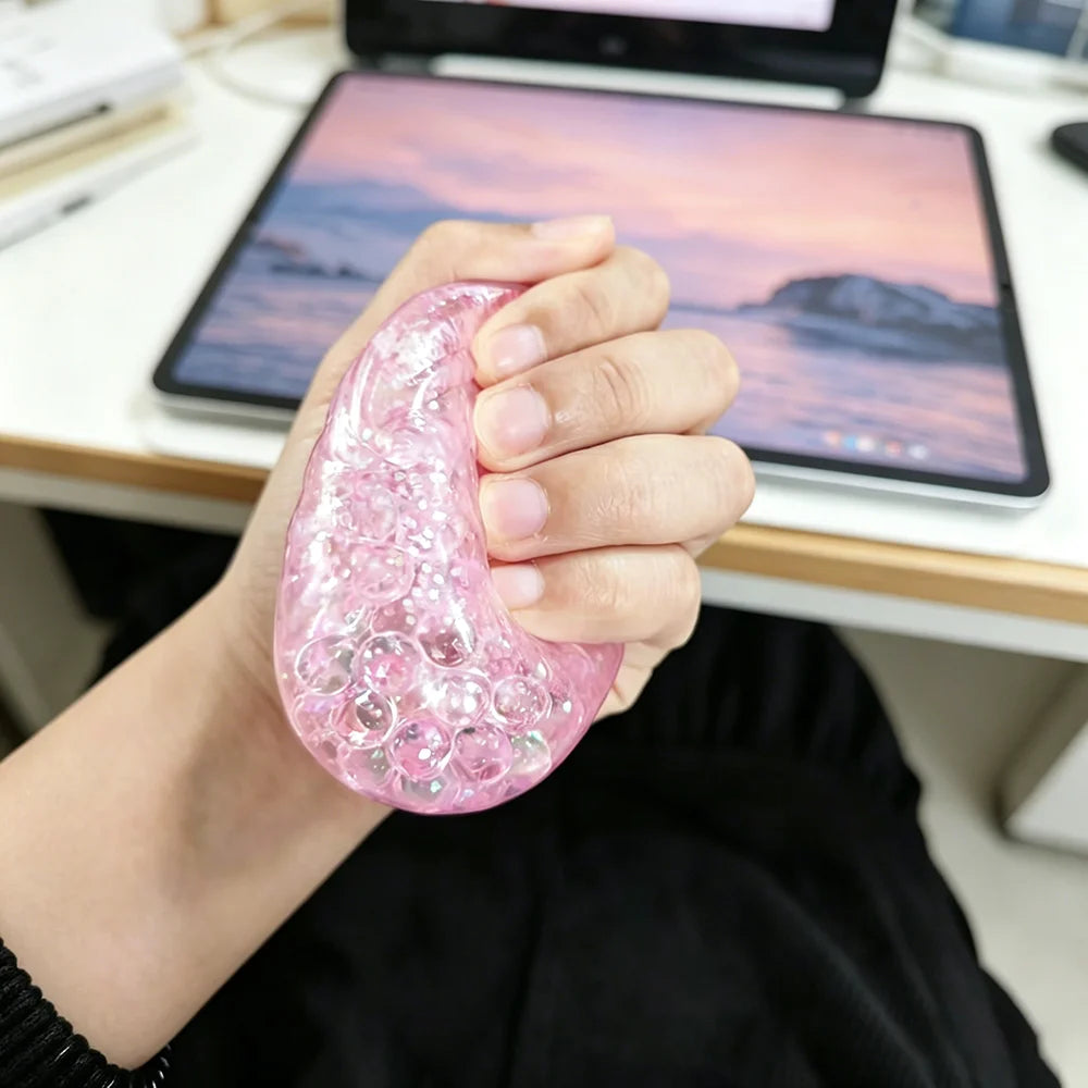 Jouet Squishy Baozi Anti-Stress – Balle Squeeze Sensorielle avec Paillettes