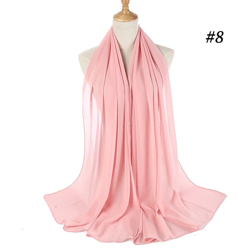 Foulard Hijab Chiffon Uni – 61 Couleurs au Choix
