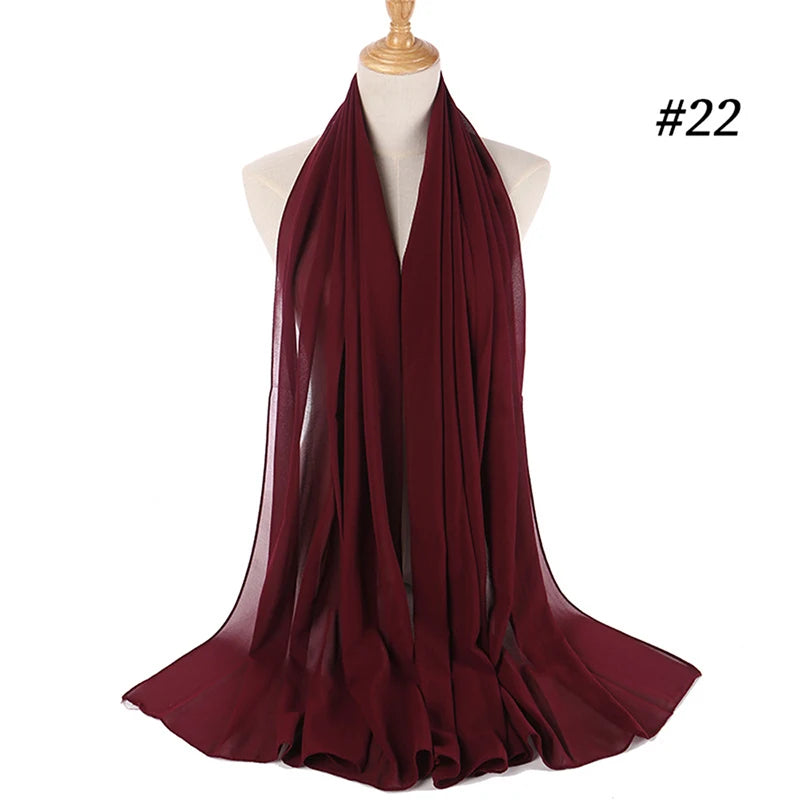 Foulard Hijab Chiffon Uni – 61 Couleurs au Choix