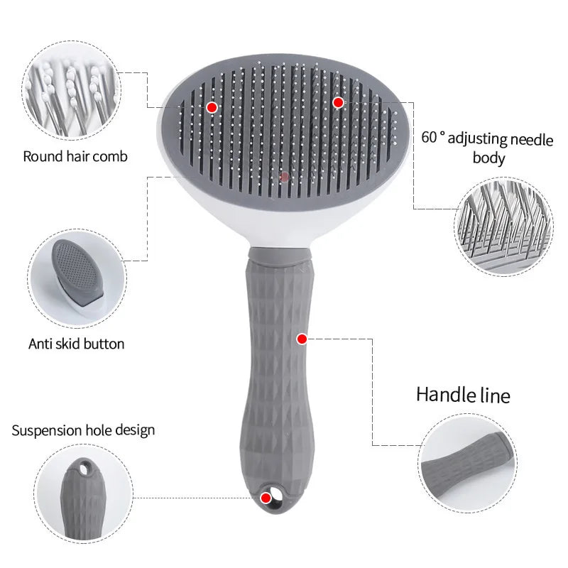 Brosse Autonettoyante pour Chien & Chat – Dêmêlage Facile en 1 Clic (Poils Courts & Longs)