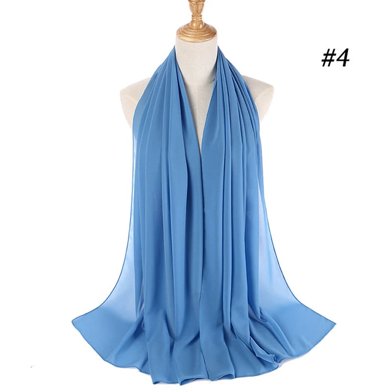 Foulard Hijab Chiffon Uni – 61 Couleurs au Choix